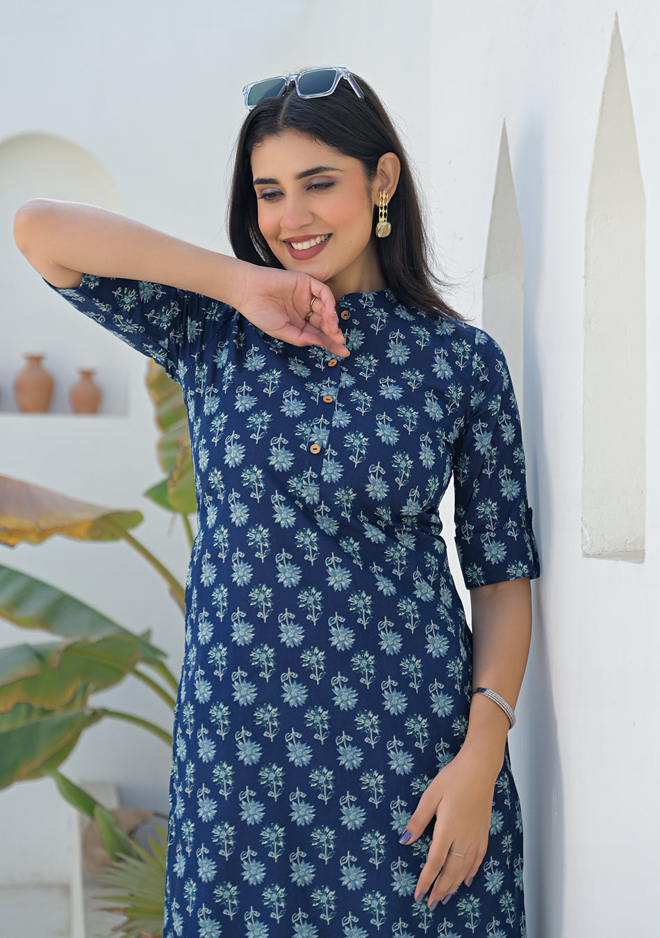 Aravalii Indigo mini floral Print Kurta