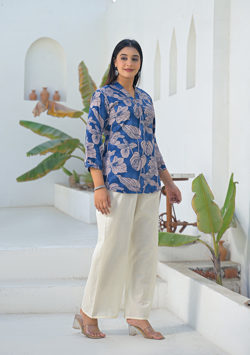 Aravalii Midnight Garden Pleated Top