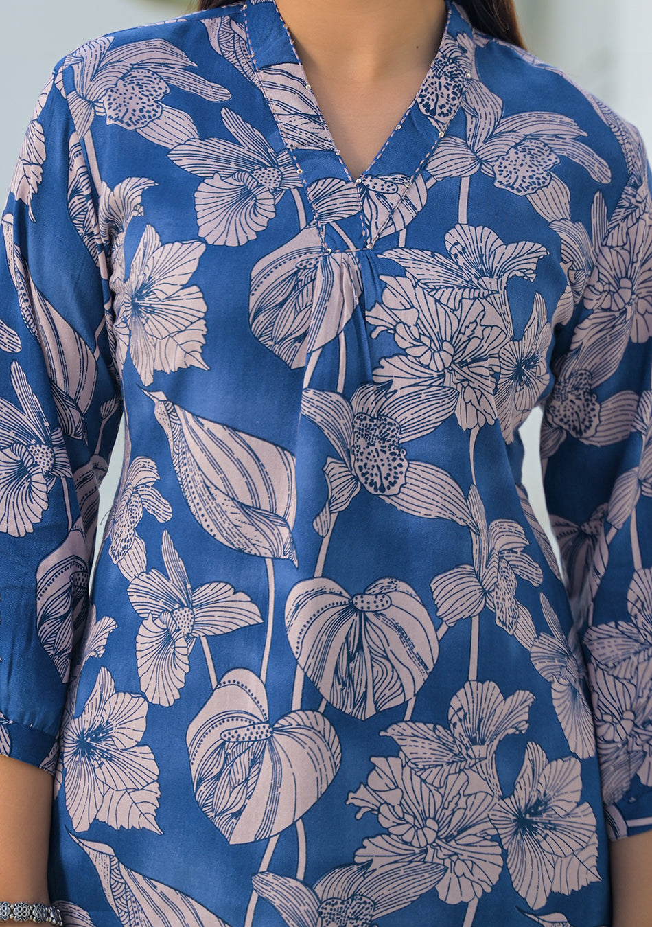 Aravalii Midnight Garden Pleated Top