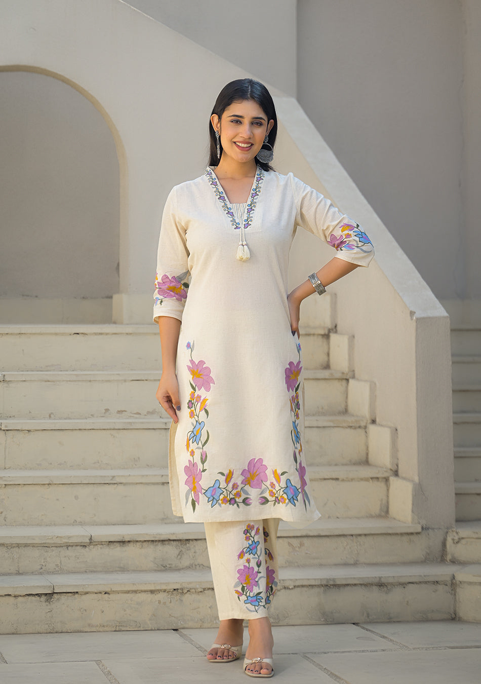 Ivory Gulbahar Embroidered Suit Set