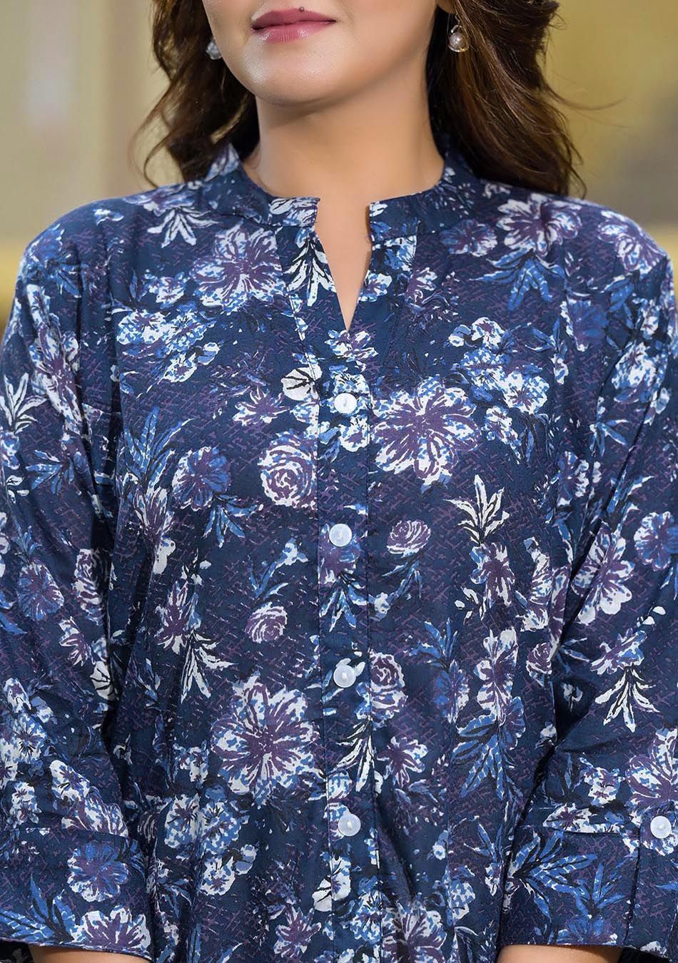 Blue Floral Printed Top