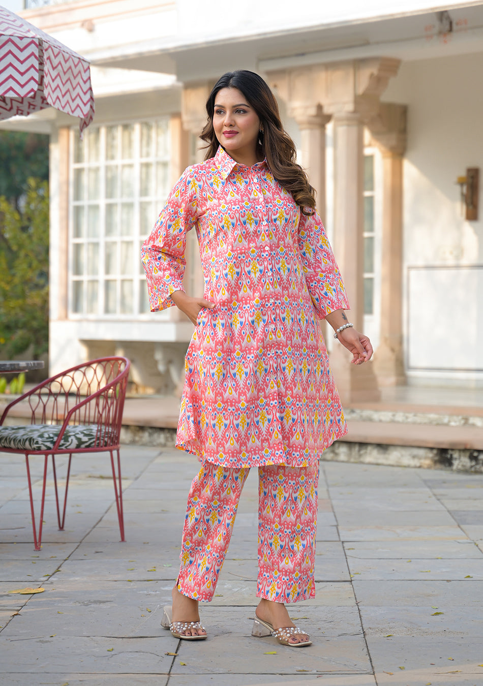 Aravalii Coral Ikkat Co-ord Set