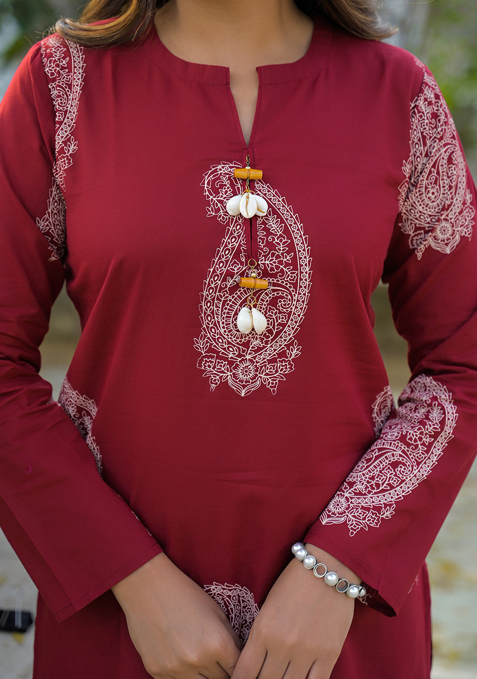 Burgundy Paisley Handblock Co-ord Set