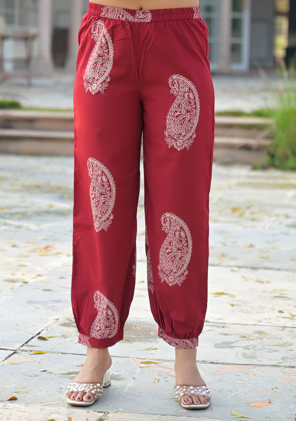 Burgundy Paisley Handblock Co-ord Set