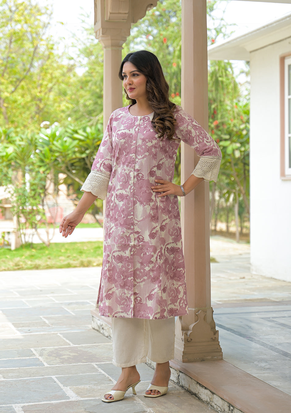 Blush Bloom Schiffli Kurta