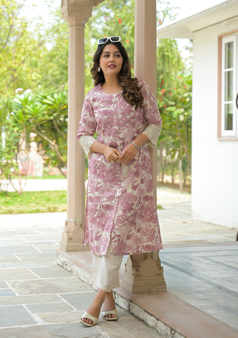 Blush Bloom Schiffli Kurta