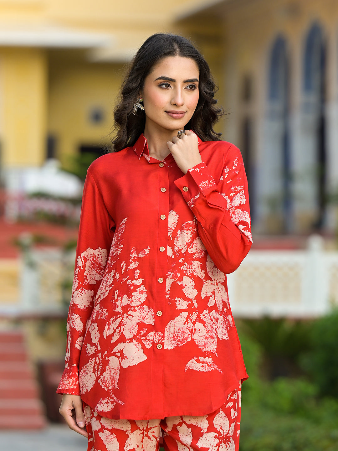 Red Brushstroke Muslin Co-Ord Set