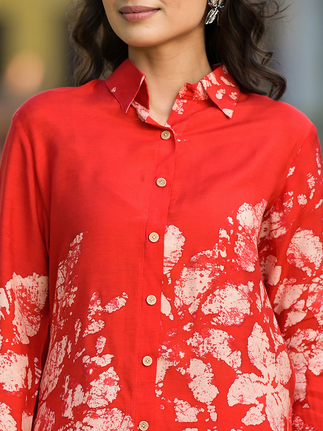 Red Brushstroke Muslin Co-Ord Set