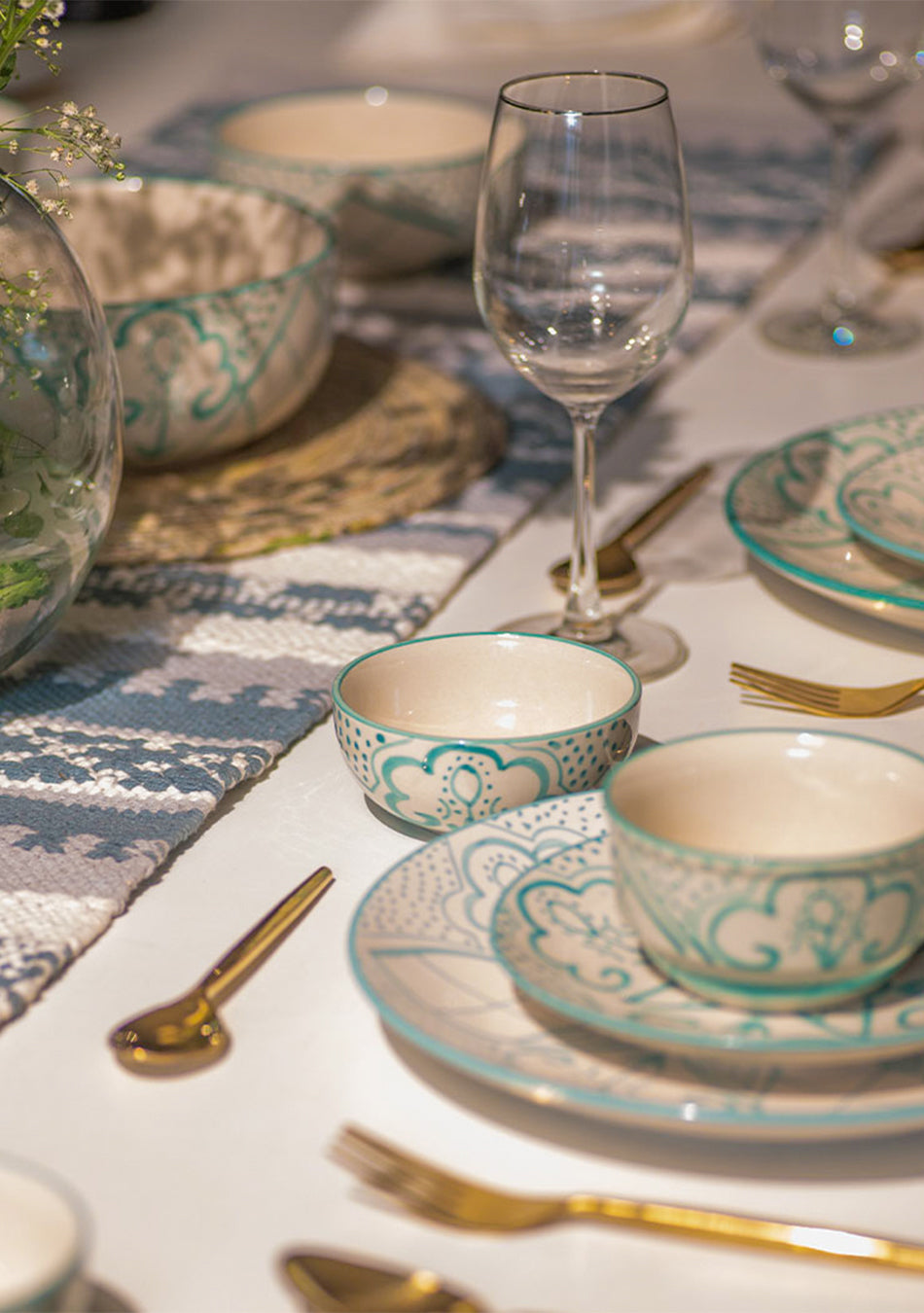 Aquamarine Mandala Dinnerset - Set of 18