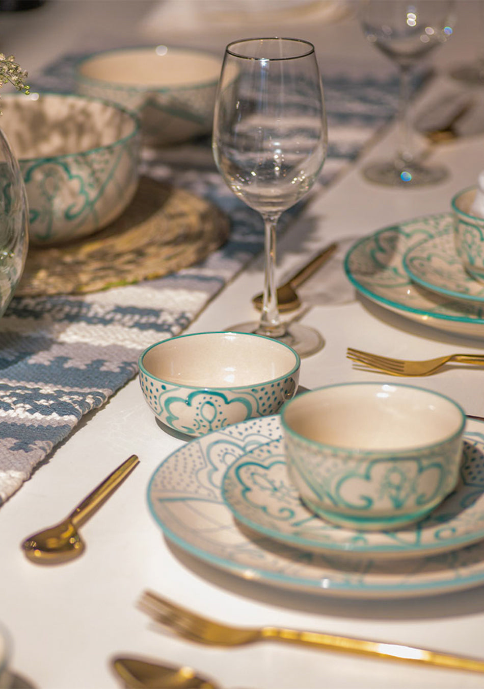 Aquamarine Mandala Dinnerset - Set of 28