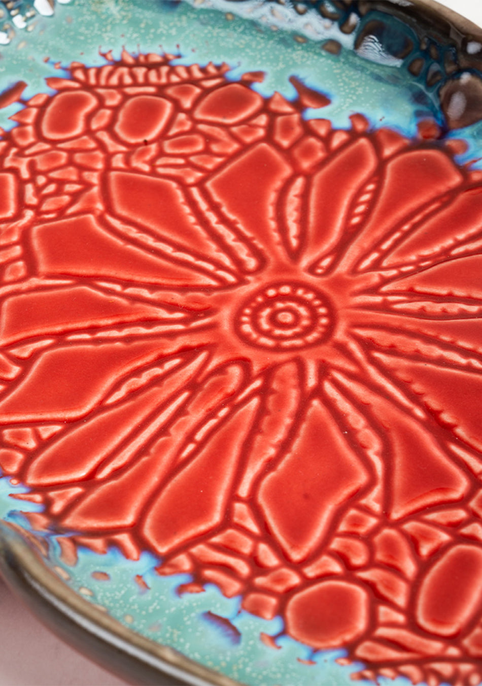 Mandala Red Ceramic Platter