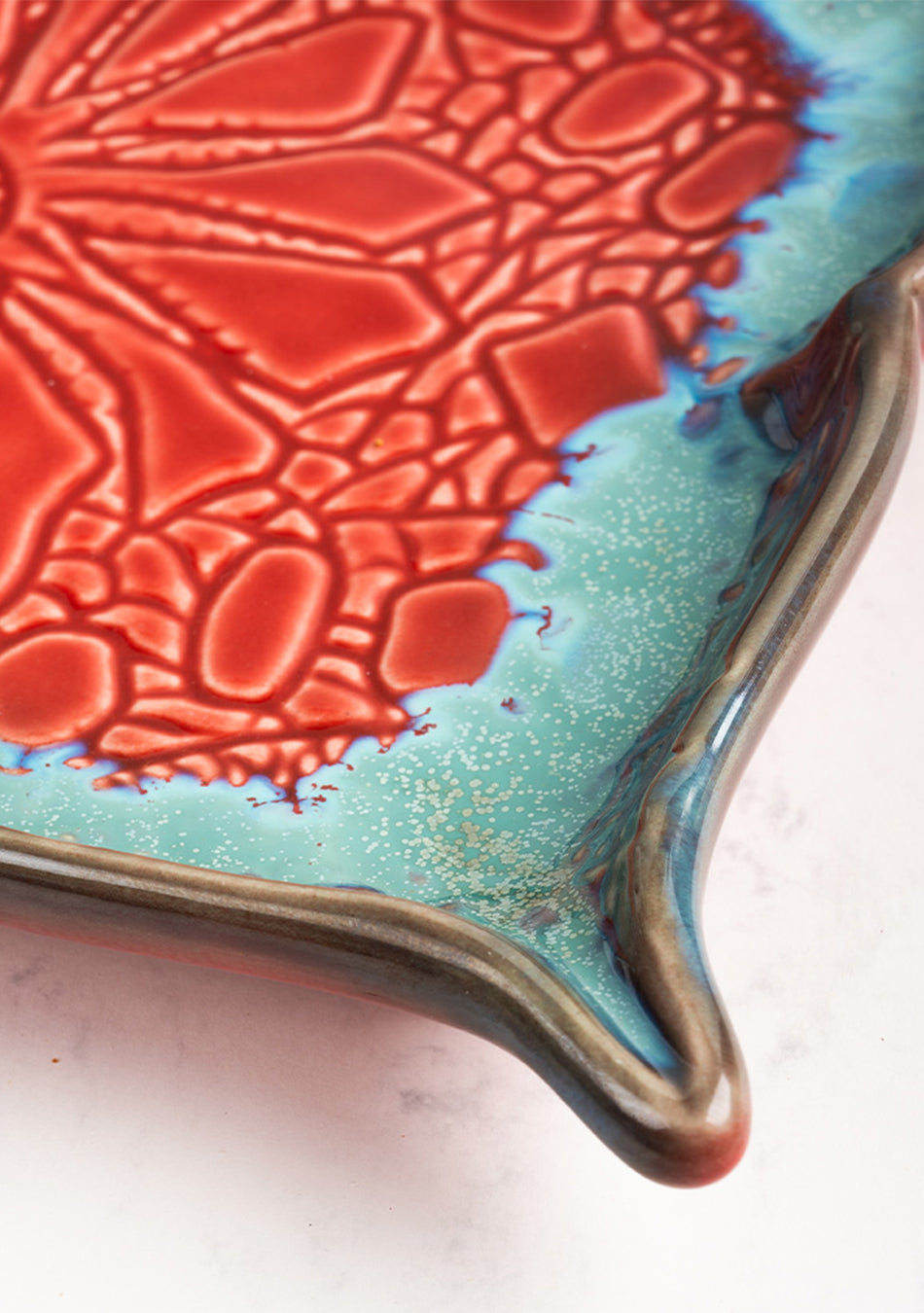Mandala Red Ceramic Platter