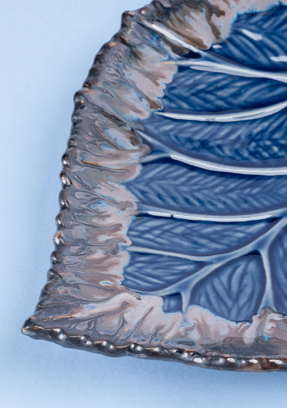 Leaf Blue-Grey Ceramic Platter Set