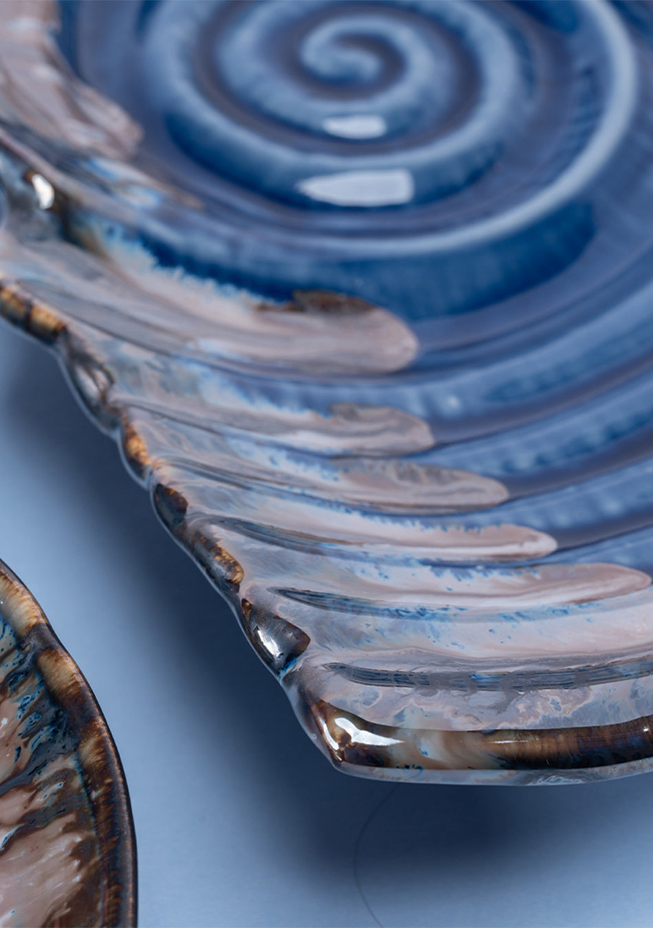 Seashell Blue-Grey Ceramic Platter Set
