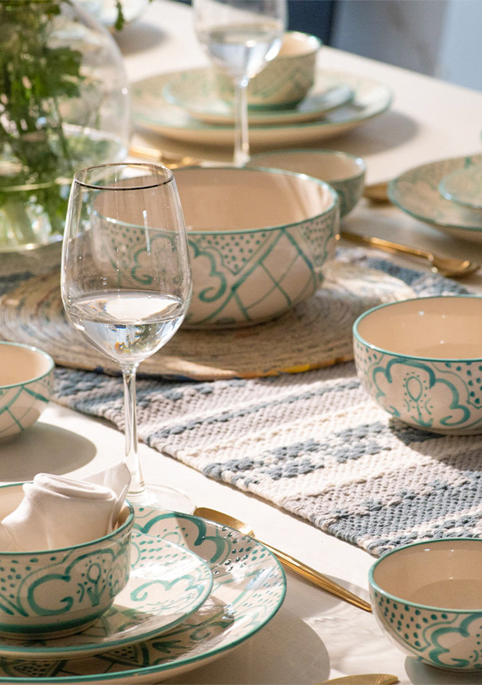 Aquamarine Mandala Dinnerset - Set of 18