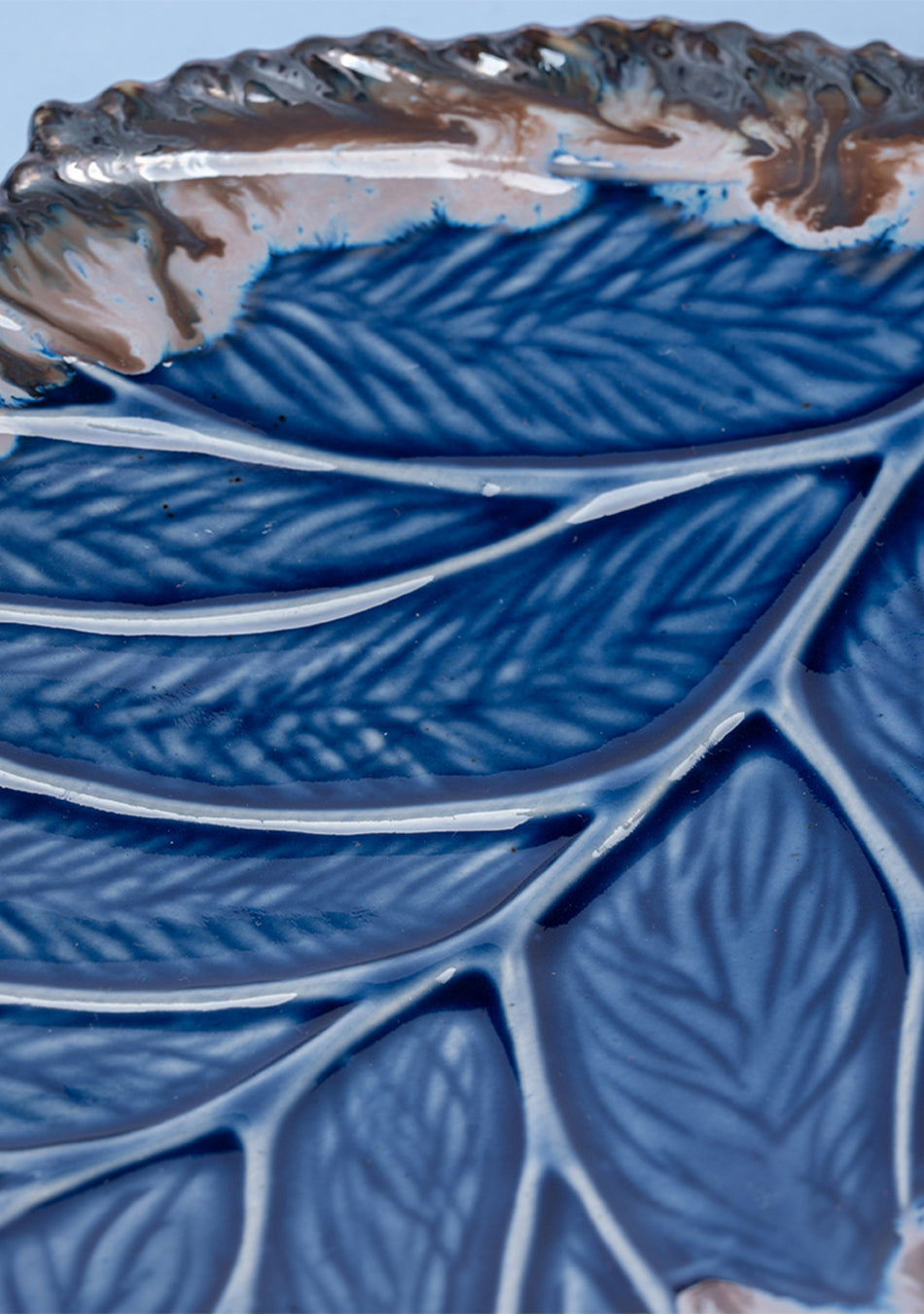 Leaf Blue-Grey Ceramic Platter Set