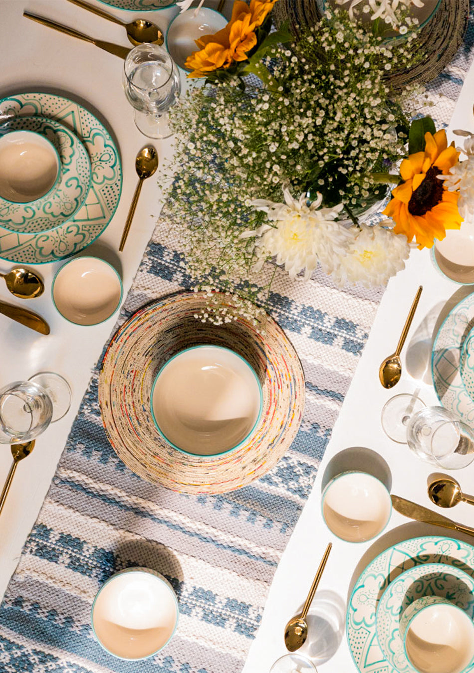 Aquamarine Mandala Dinnerset - Set of 18