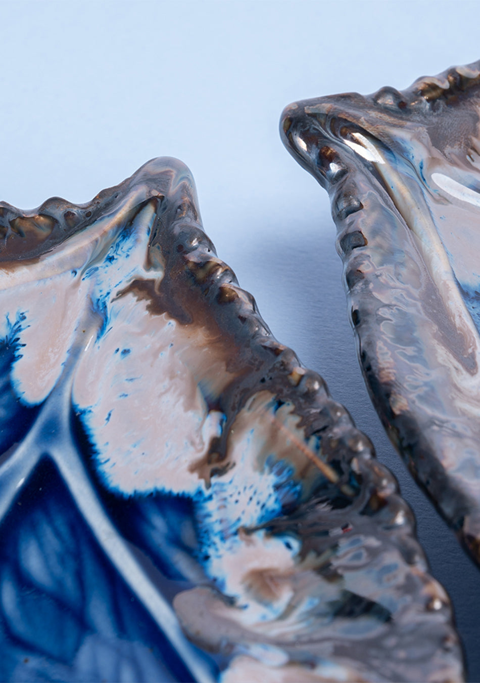 Leaf Blue-Grey Ceramic Platter Set