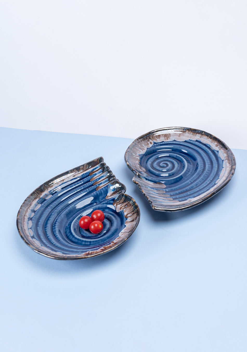 Seashell Blue-Grey Ceramic Platter Set