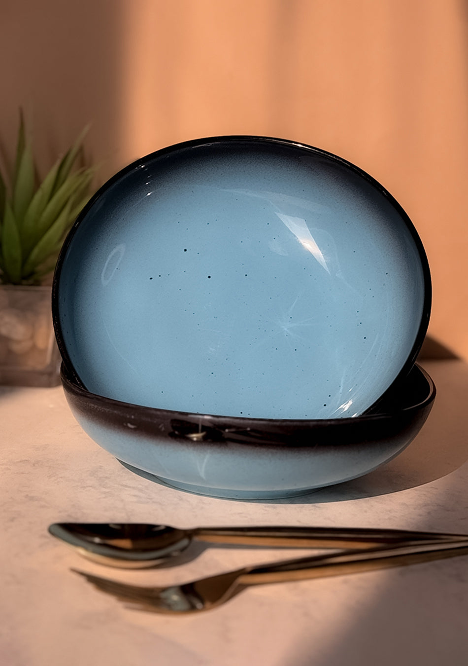 Blue Oblong Portion Bowls