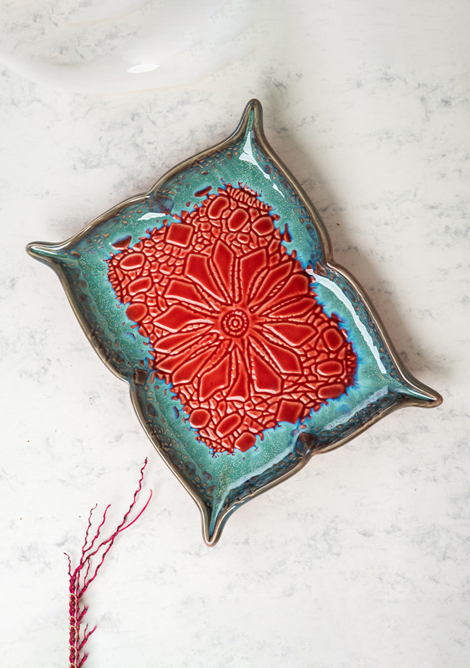 Mandala Red Ceramic Platter