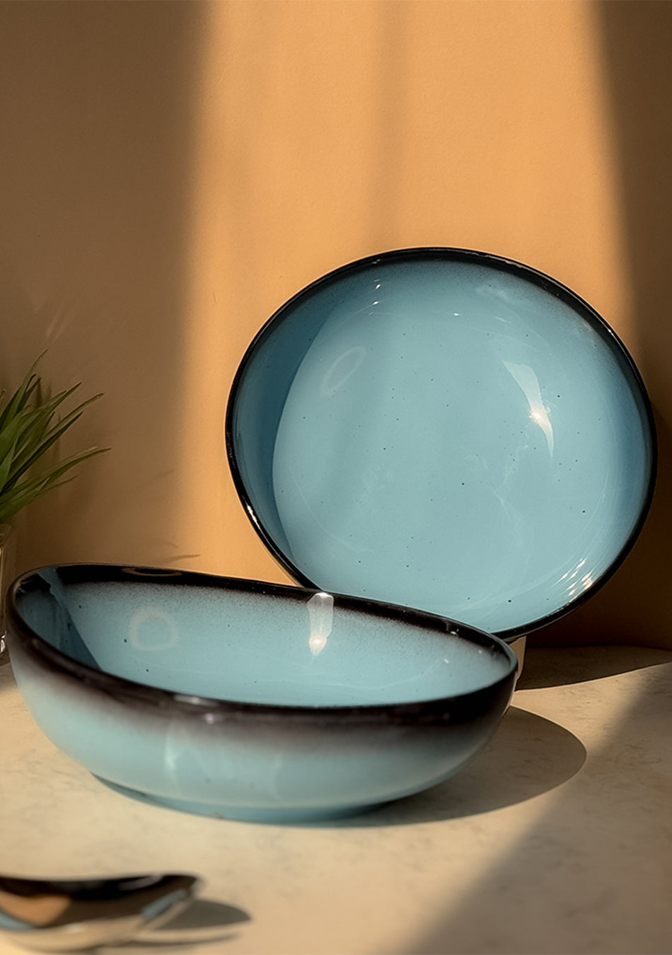 Blue Oblong Serving Bowls