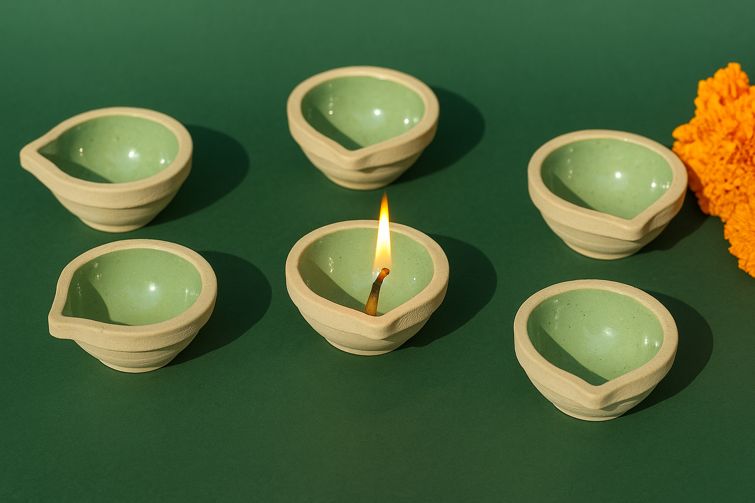 pista green diya set