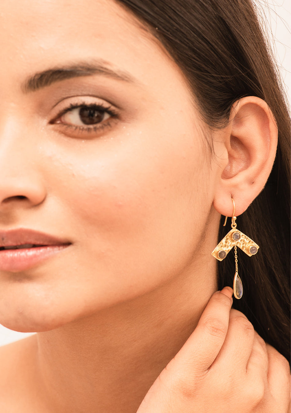 Labradorite Gold Plated Earrings