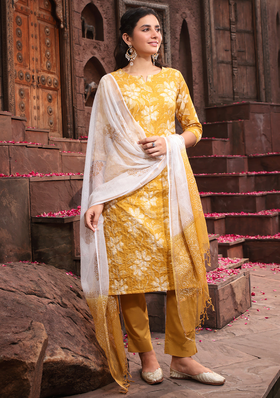 Golden Marigold SUIT SET WITH KOTA DUPATTA