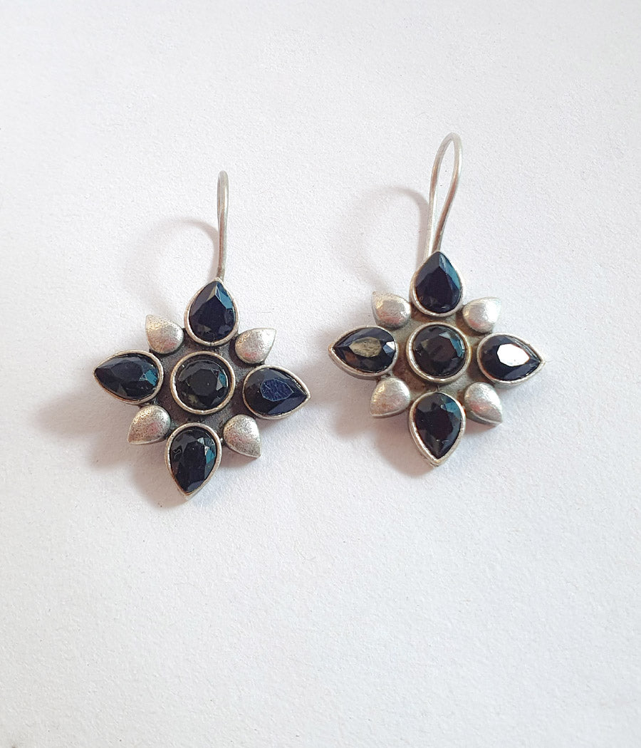 Charcoal Petal Hook Earrings