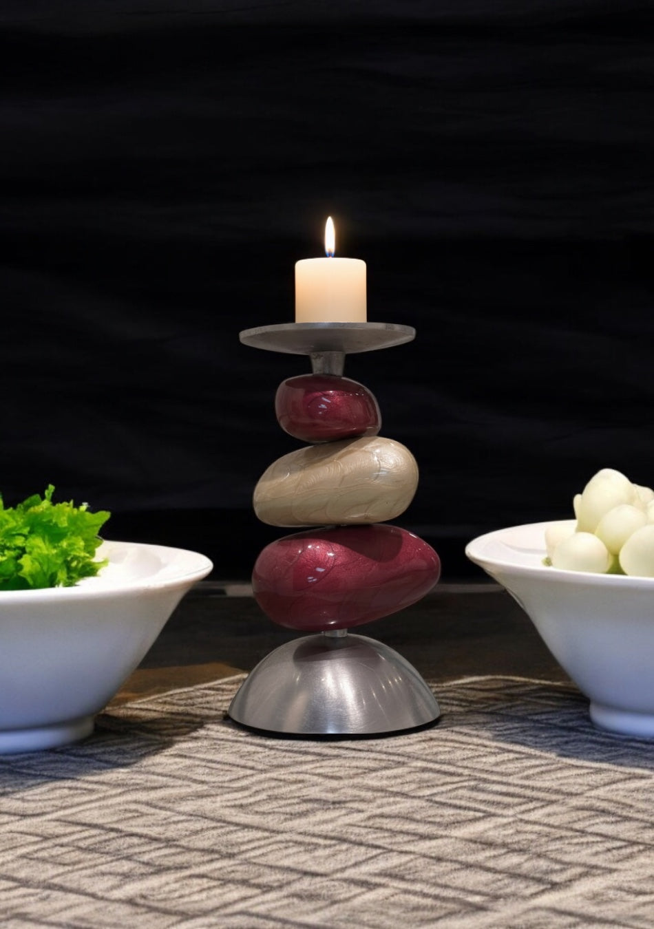 Set of Handmade Aluminium Coloured Candle Holder