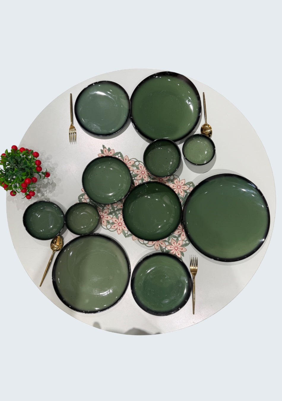 Green Oblong Dinnerset - SET OF 11