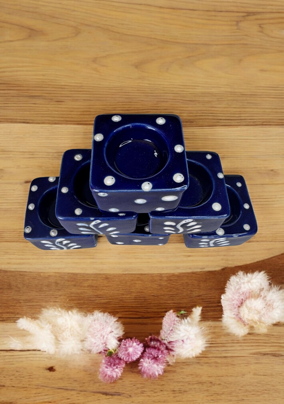 Midnight Blossom Handcrafted Tea Light Holders