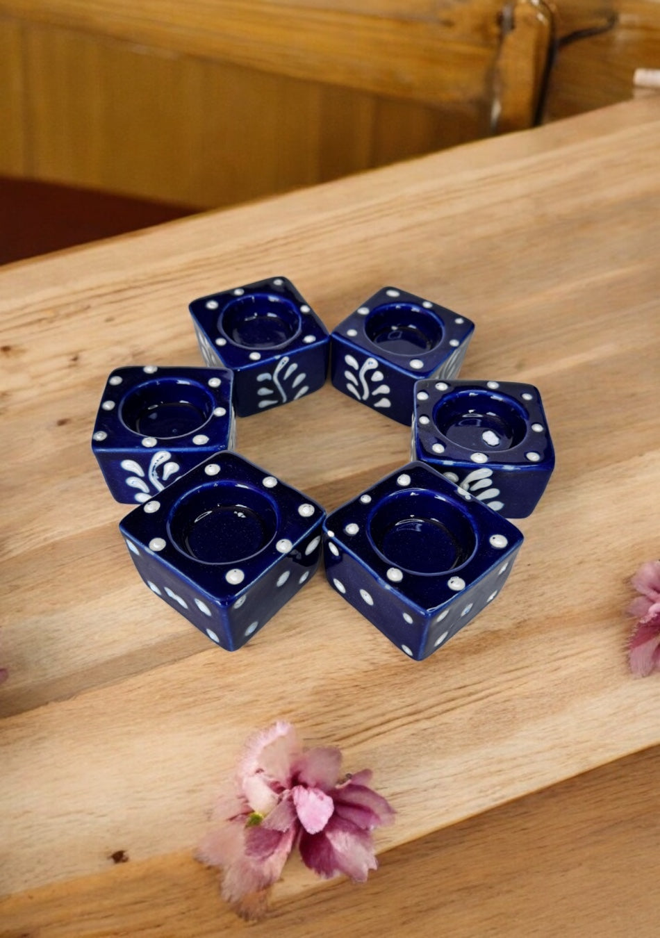 Midnight Blossom Handcrafted Tea Light Holders