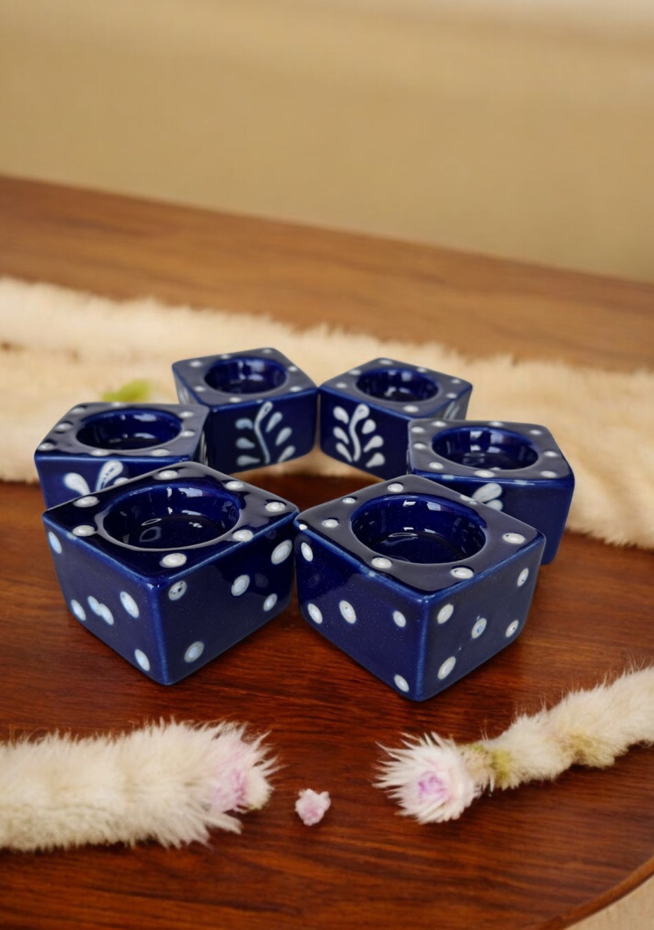 Midnight Blossom Handcrafted Tea Light Holders