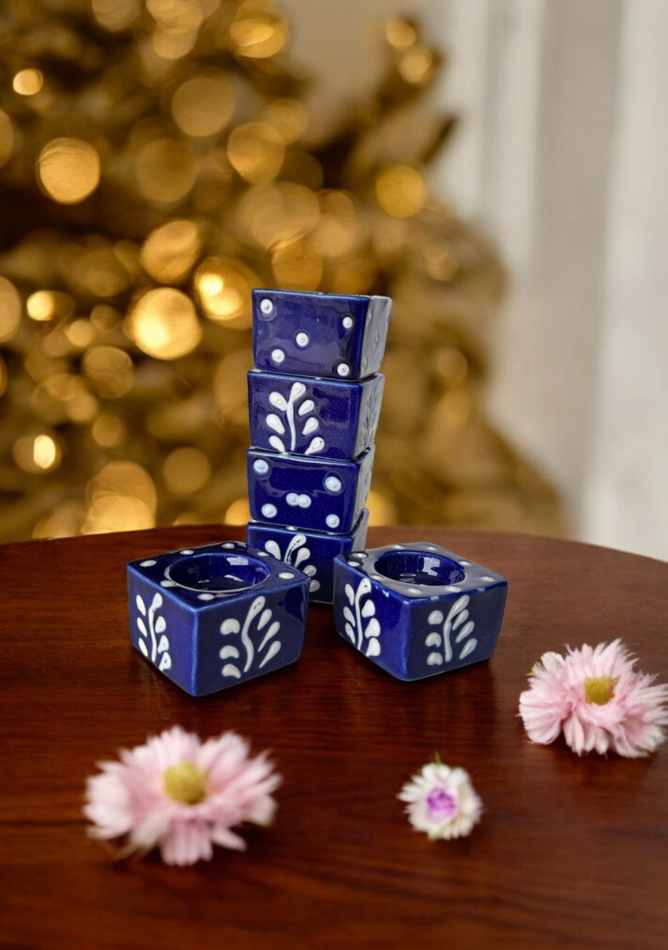 Midnight Blossom Handcrafted Tea Light Holders