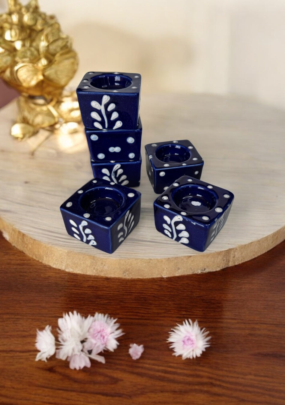 Midnight Blossom Handcrafted Tea Light Holders