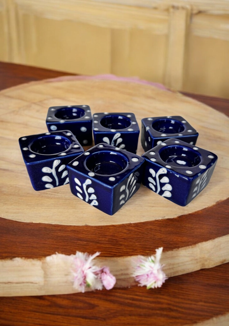 Midnight Blossom Handcrafted Tea Light Holders