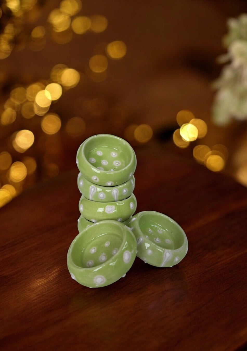 Lime Gleam Handcrafted Tea Light Holders