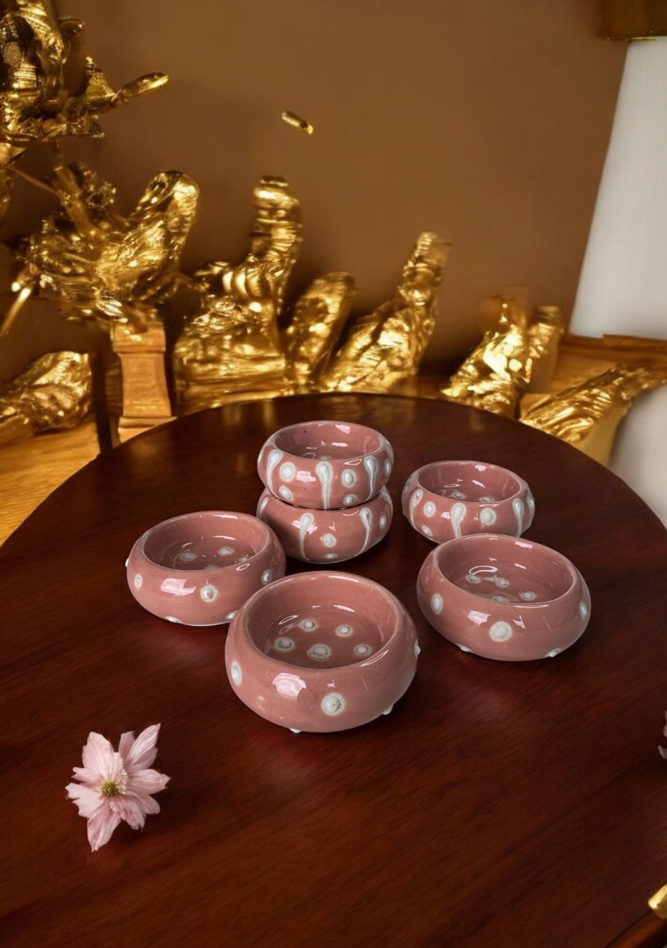 Coral Glow Handcrafted Tea Light Diya