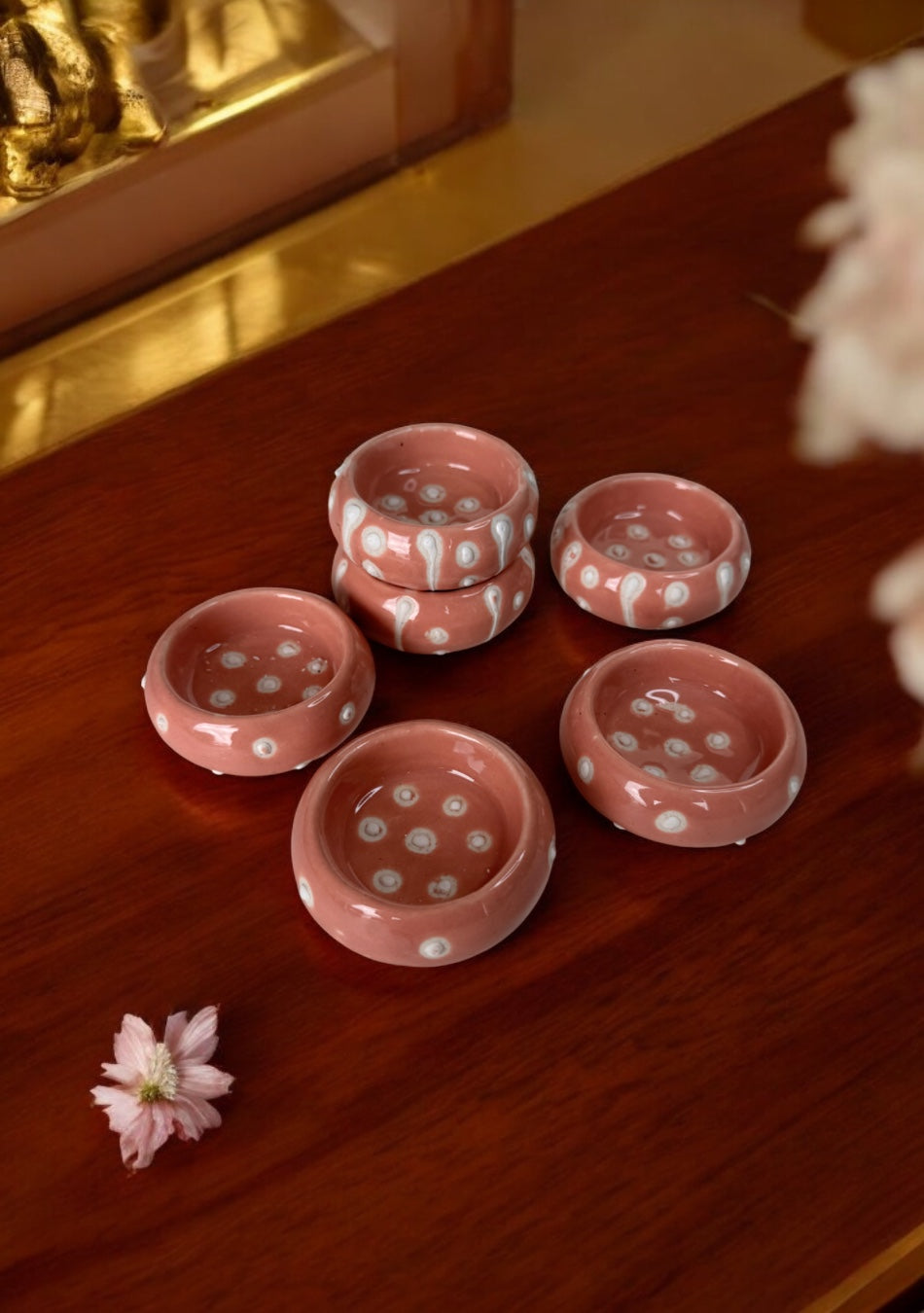 Coral Glow Handcrafted Tea Light Diya