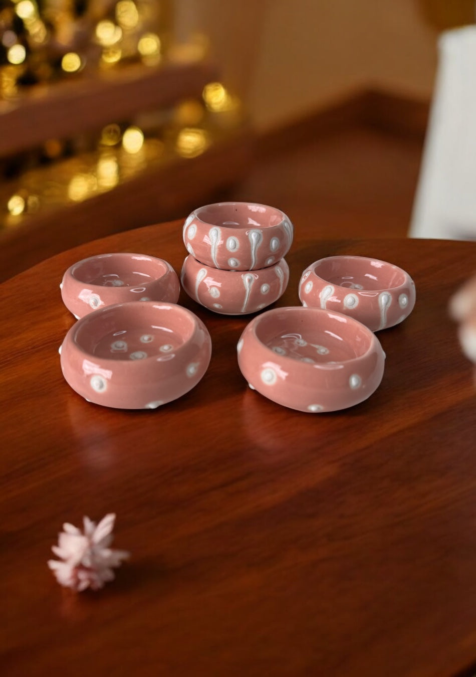 Coral Glow Handcrafted Tea Light Diya