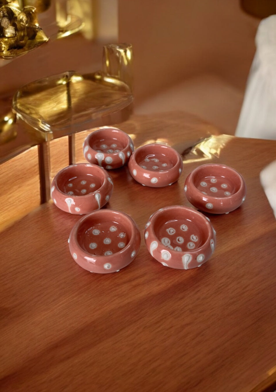 Coral Glow Handcrafted Tea Light Diya