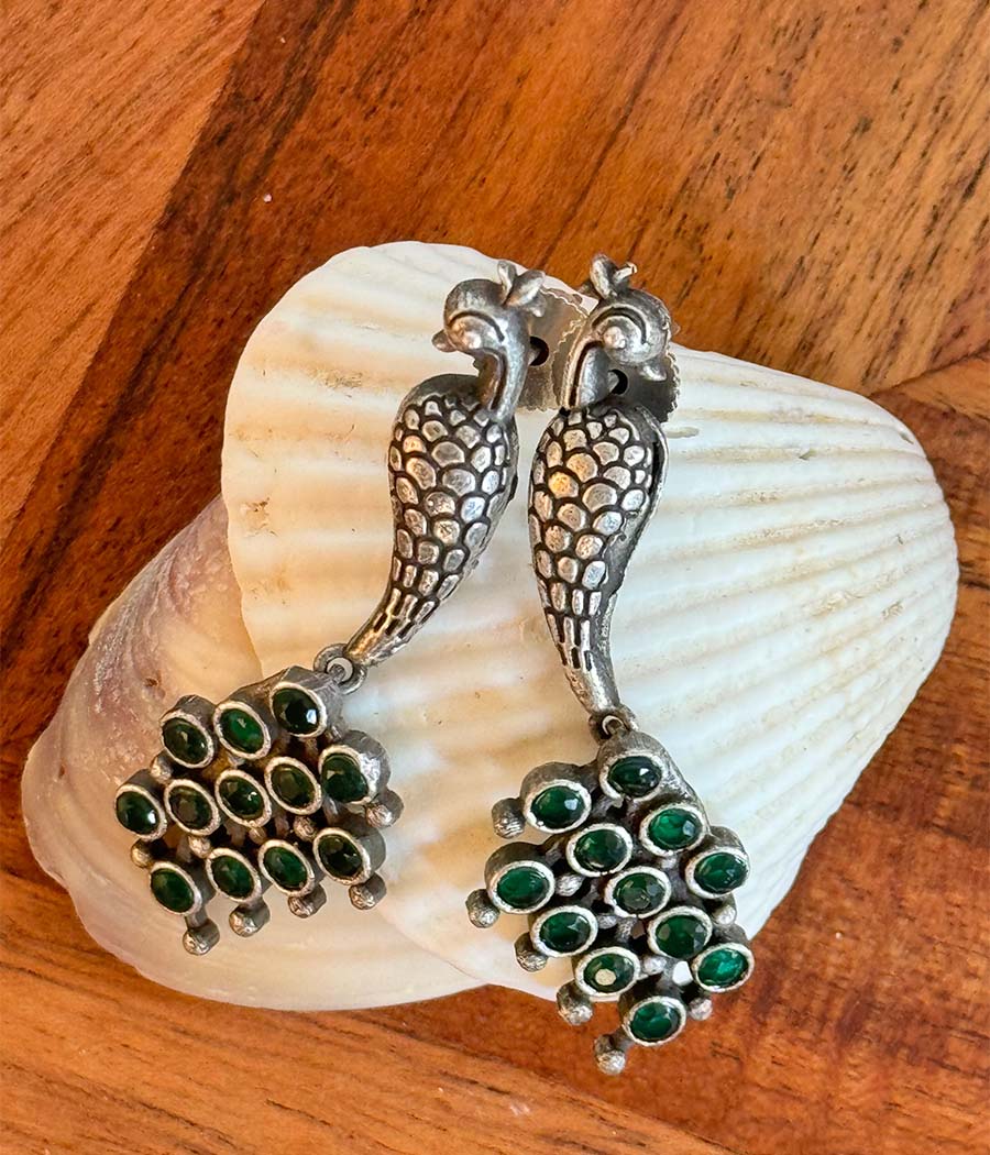 Peacock Jade Studs