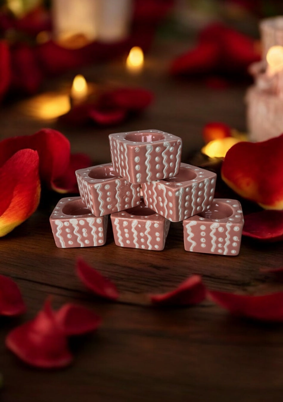 Blush Pink Handcrafted Tea Light Diya