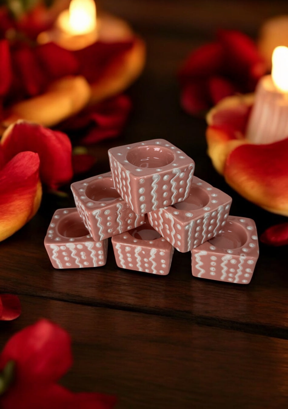 Blush Pink Handcrafted Tea Light Diya