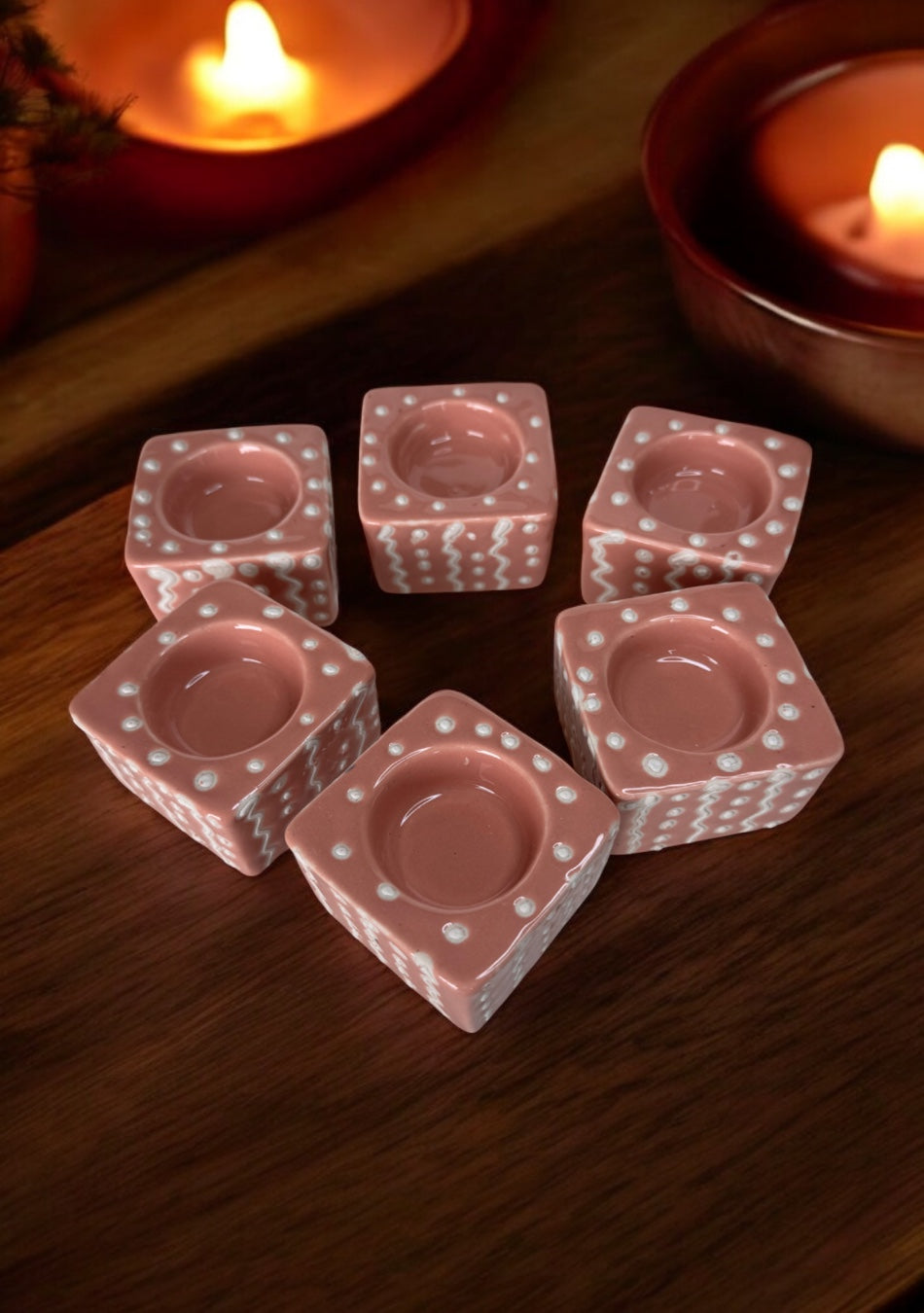 Blush Pink Handcrafted Tea Light Diya