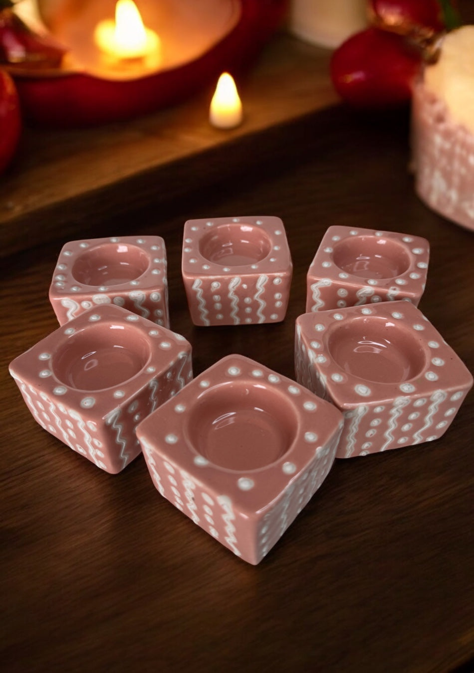 Blush Pink Handcrafted Tea Light Diya