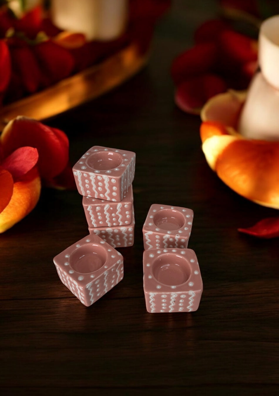 Blush Pink Handcrafted Tea Light Diya