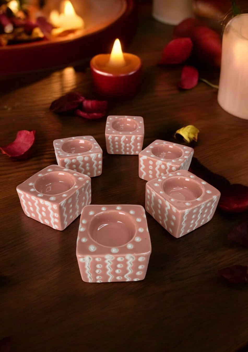 Blush Pink Handcrafted Tea Light Diya